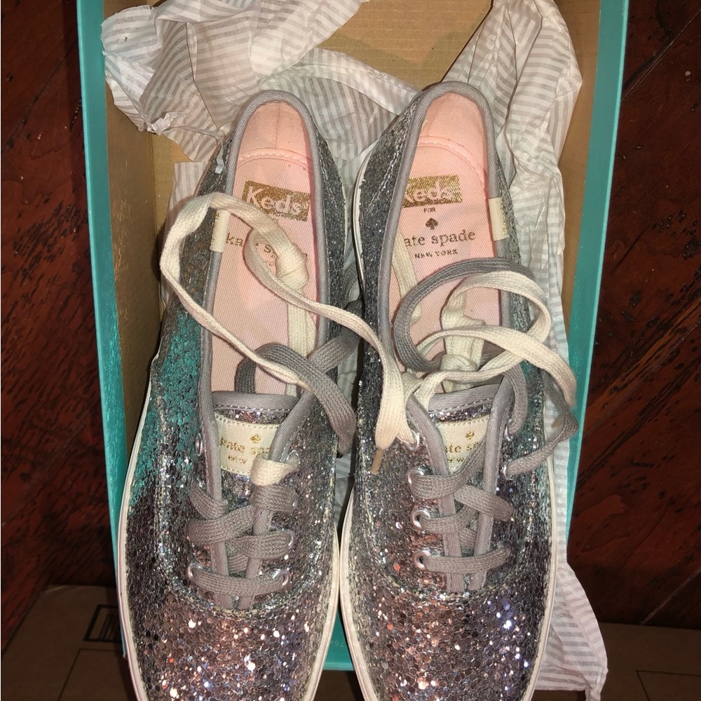 Keds Kate Spade Glitter Silver Shoes